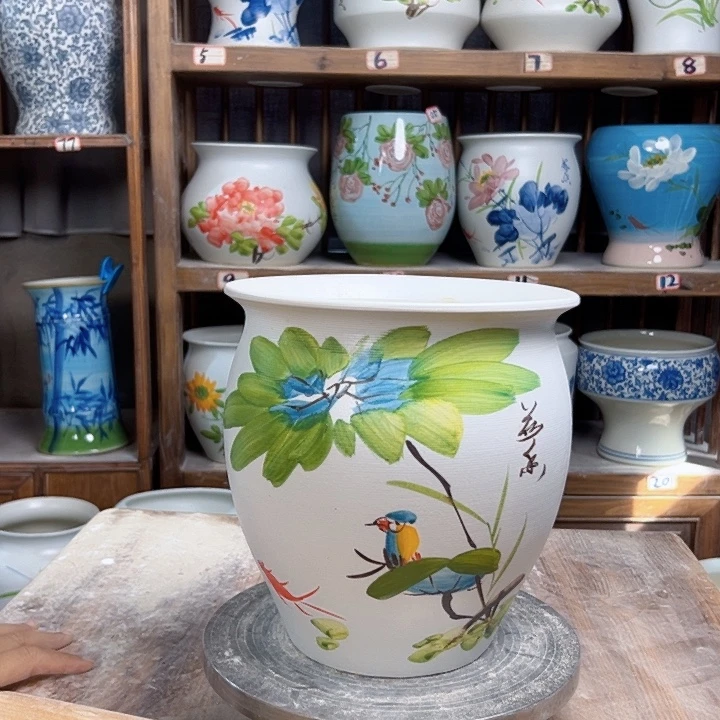 圆口荷花鸟陶瓷陶瓷陶瓷陶瓷陶瓷
