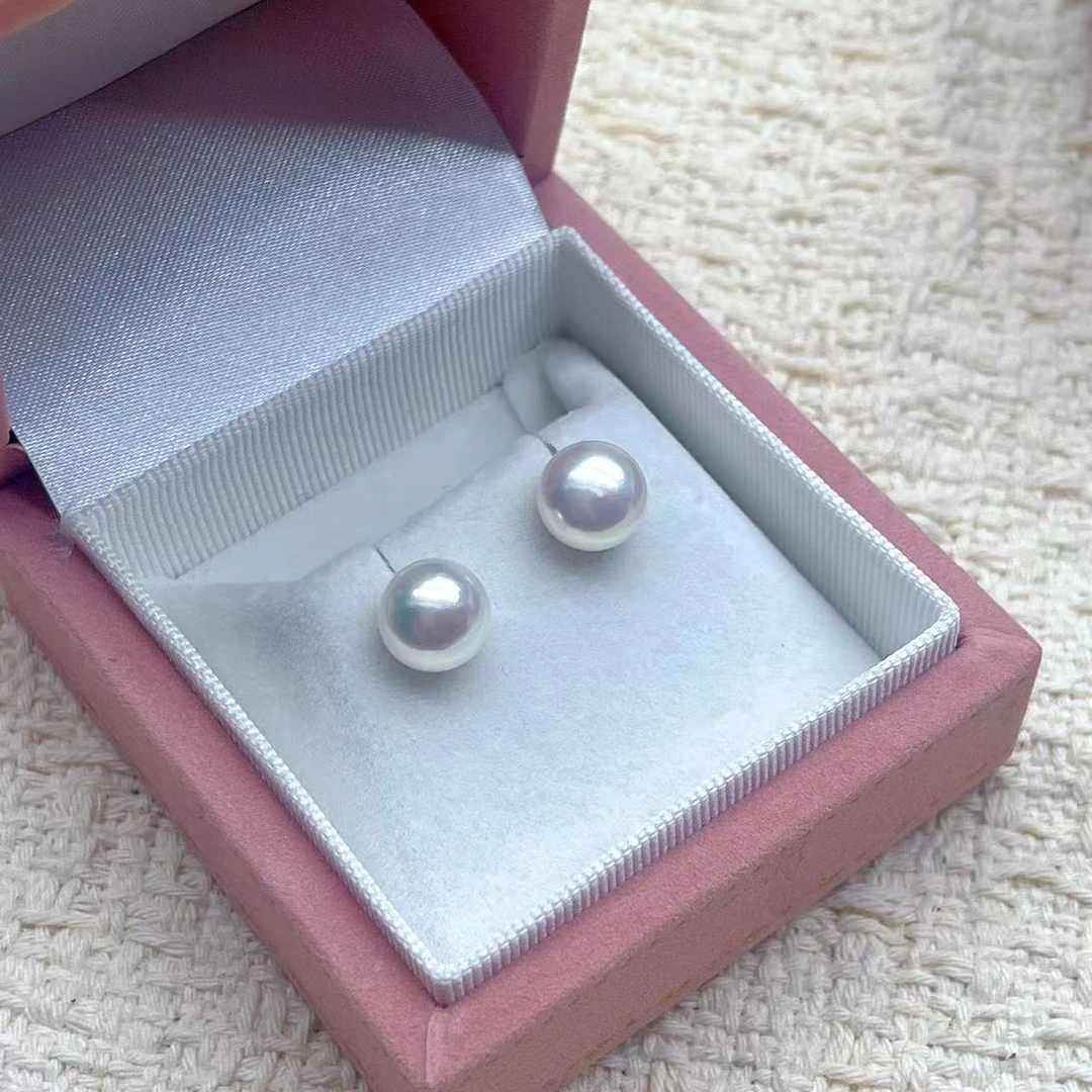 7mm天然淡水珍珠银耳钉简约百搭气质耳饰