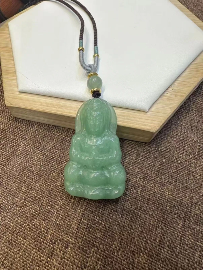 非金属布艺吊坠 绿色冰种精雕观音吊坠