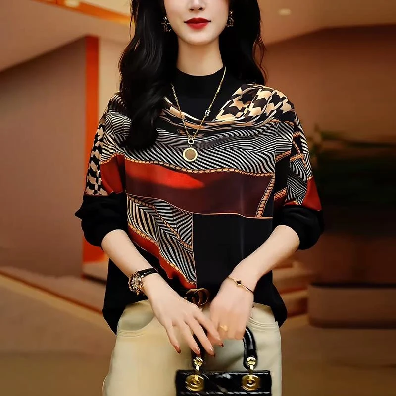 贵夫人洋气打底衫女士秋冬新款时尚宽松大码显瘦独特漂亮小衫上衣