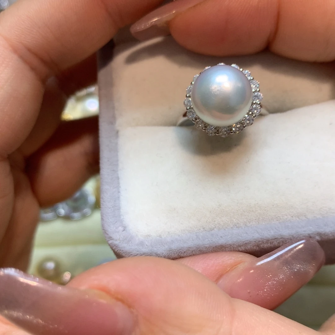 海水珍珠戒指银S925镶嵌