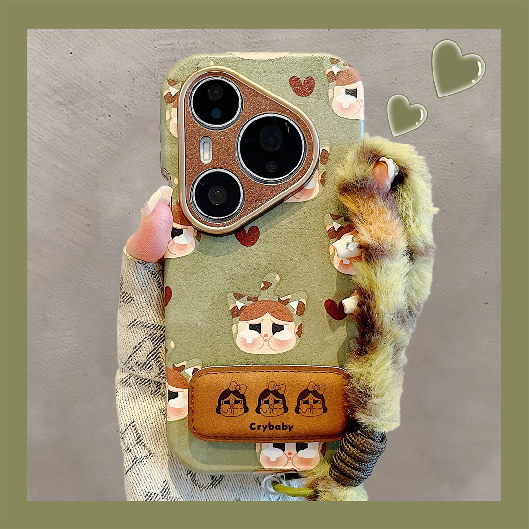 适用华为Pura70pro+手机壳70Ultra美拉德棕哭娃折叠支架pura80pro