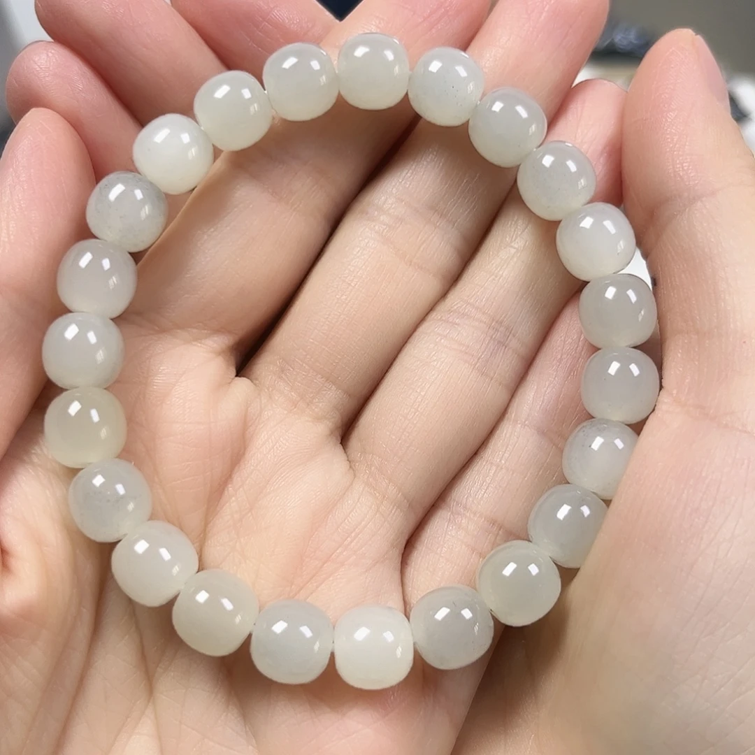 和田玉未镶嵌手串卡9老形珠珠宝级货头