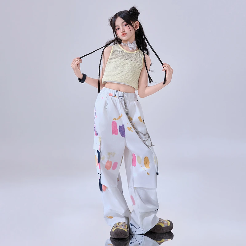 女孩子爵士舞服女童甜酷时髦背心jazz舞蹈练功服现代舞走秀演出服