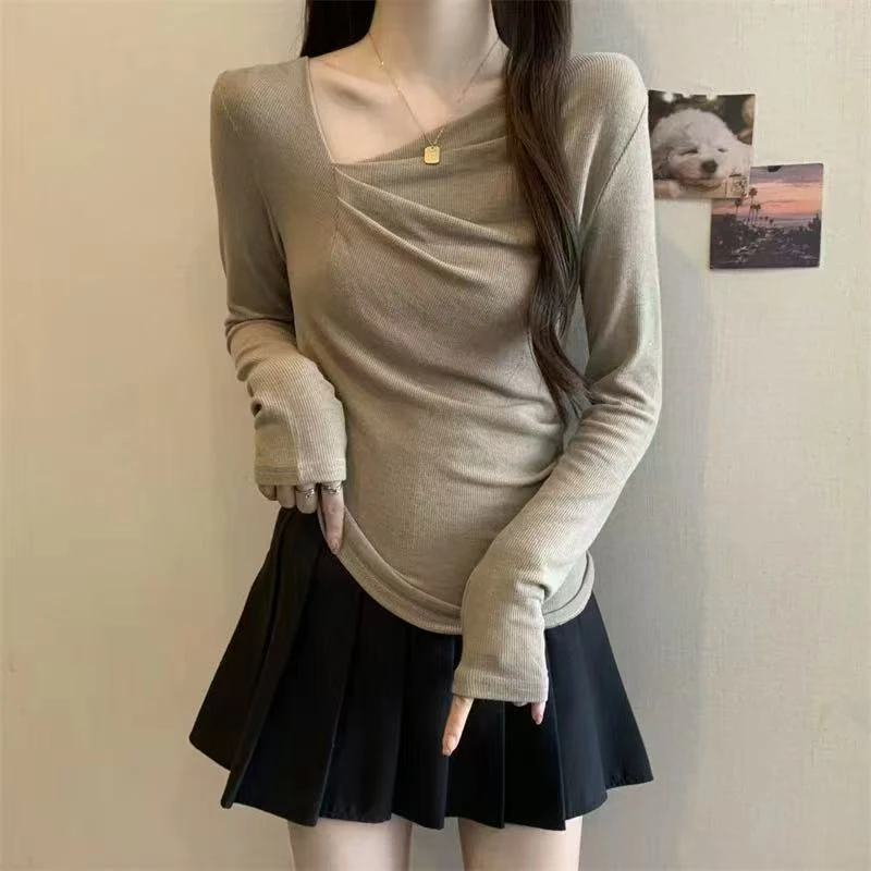 2517 浅卡其 斜领设计款上衣