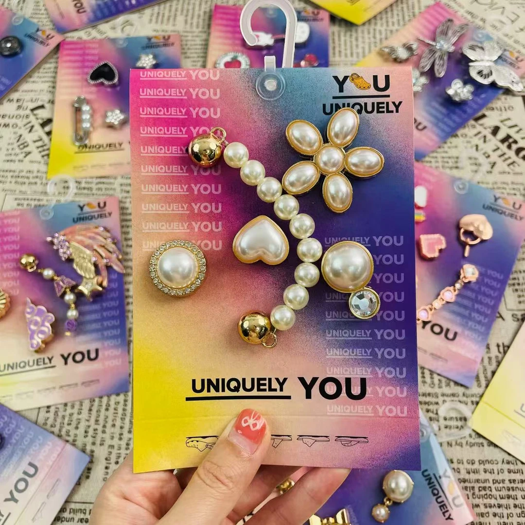 适配洞洞鞋配饰鞋花鞋扣珍珠金属鞋花装饰diy智必星配饰配件