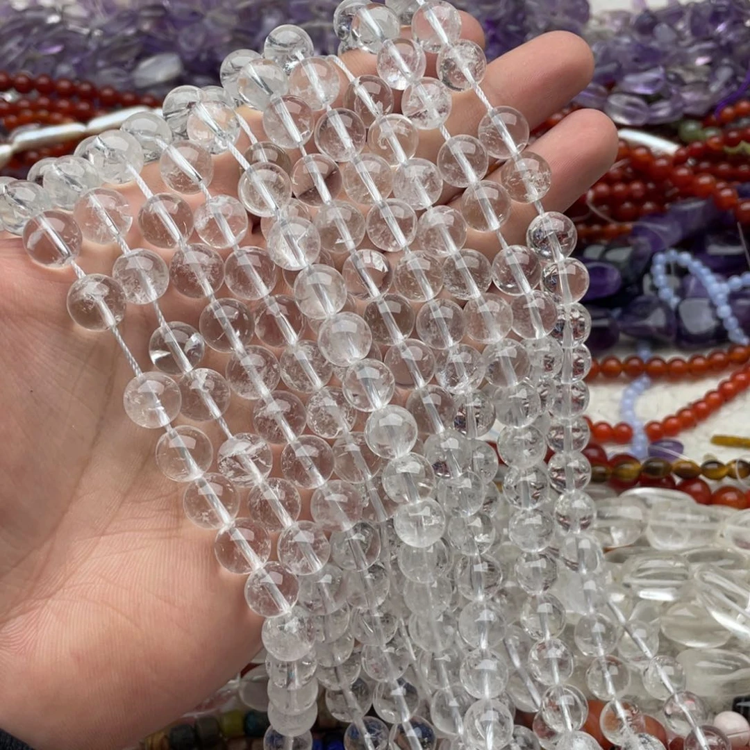 玛瑙/玉髓珠宝半成品未镶嵌一条装卡10mm白水圆珠