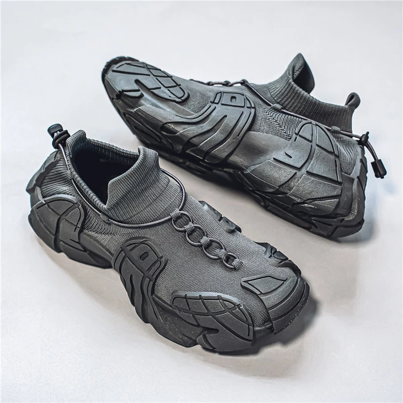 夏季防滑厚底套脚透气网面鞋网面百搭潮鞋脚环绑带时尚户外ins