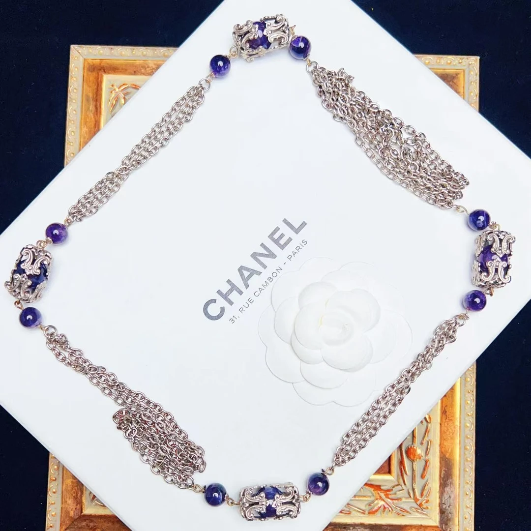 95新 Chanel/香奈儿 柚礼中古/香奈儿紫琉璃项链lz507764