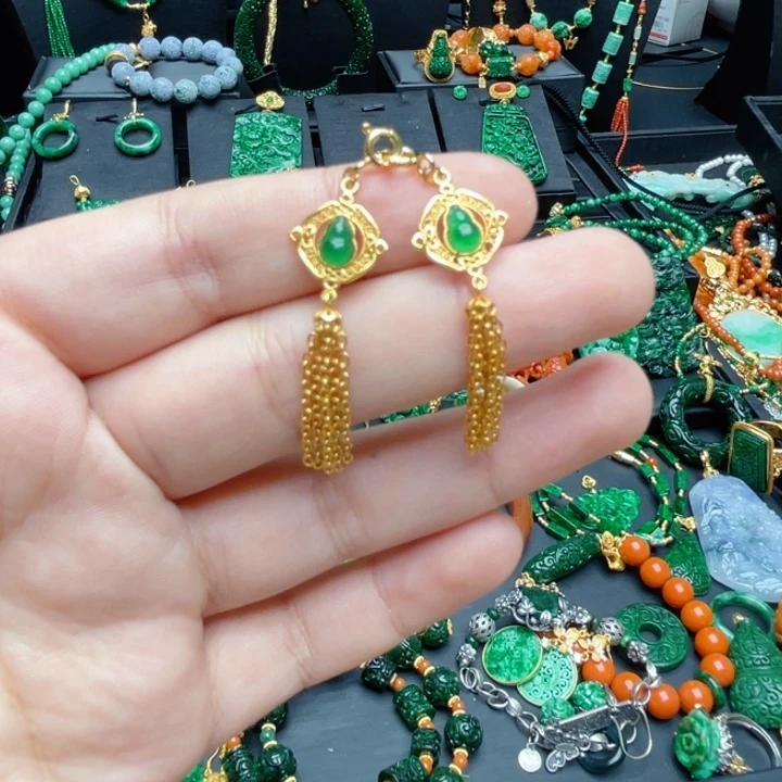 用***3翡翠银S925镶嵌颈饰