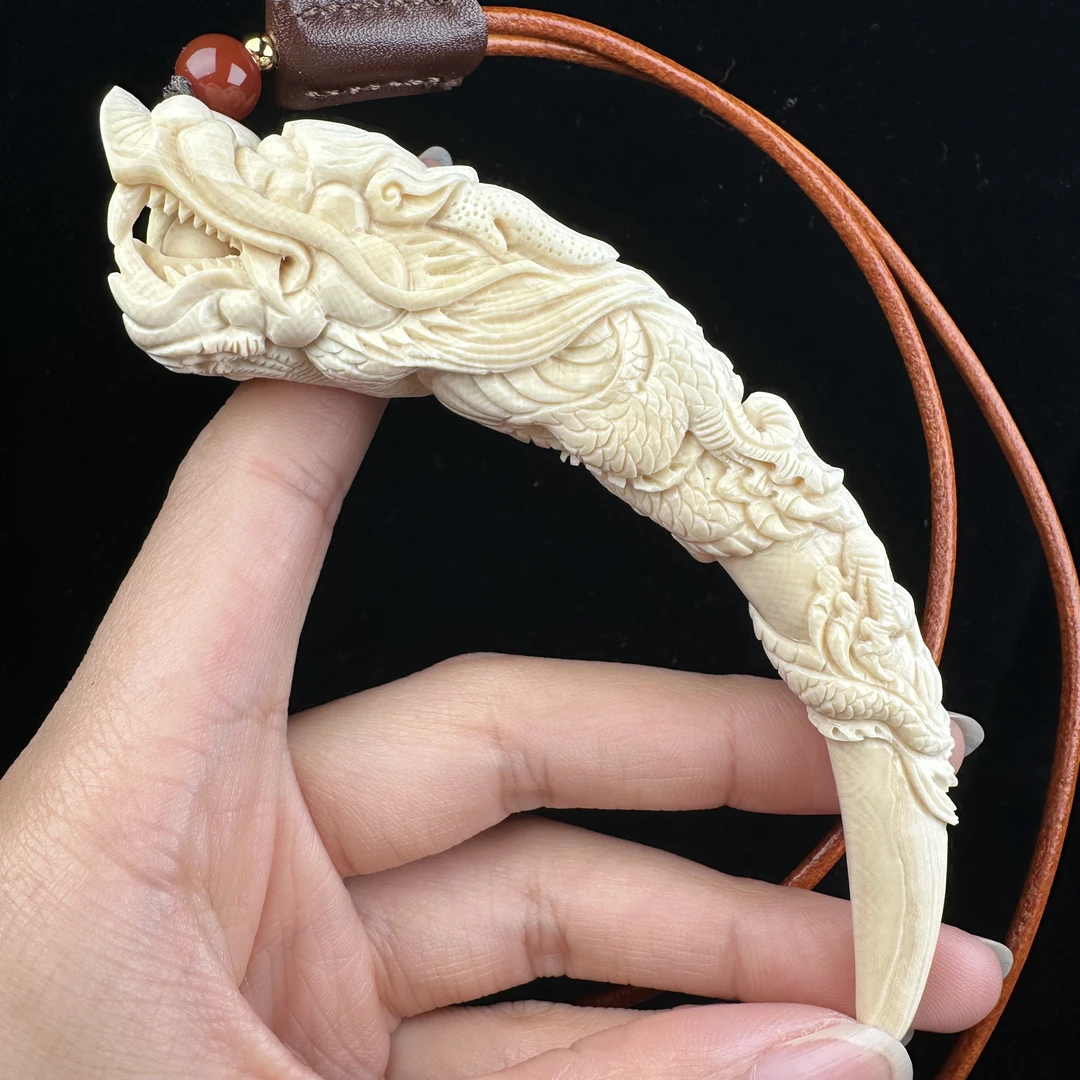 H1743天然猛犸牙鬼工 龙牙尖 19.4*120mm支持鉴定 假一罚四