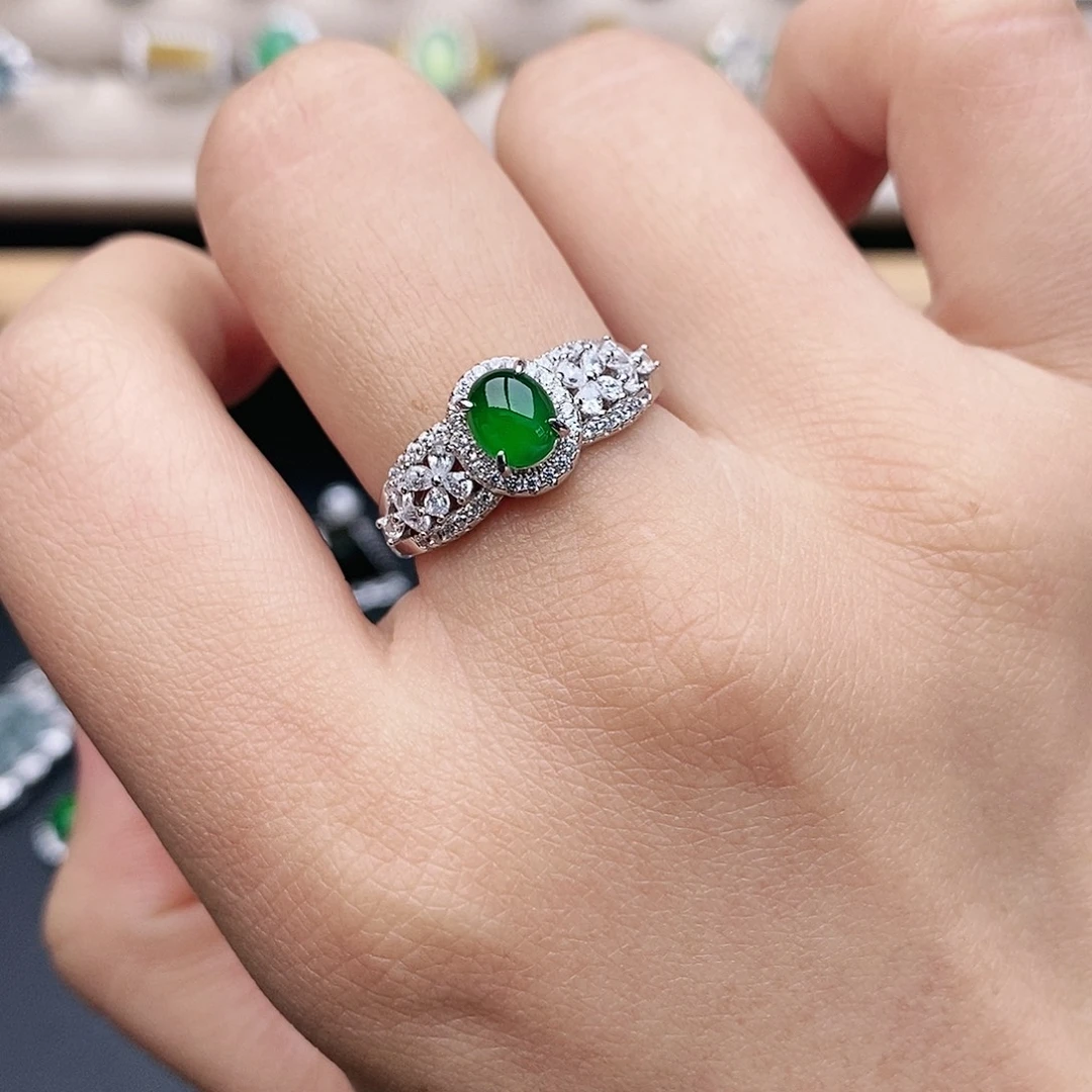 翡翠银S925镶嵌戒指