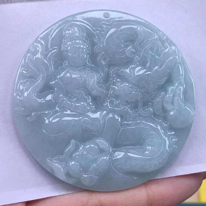 颈饰未镶嵌翡翠御龙观音吊坠