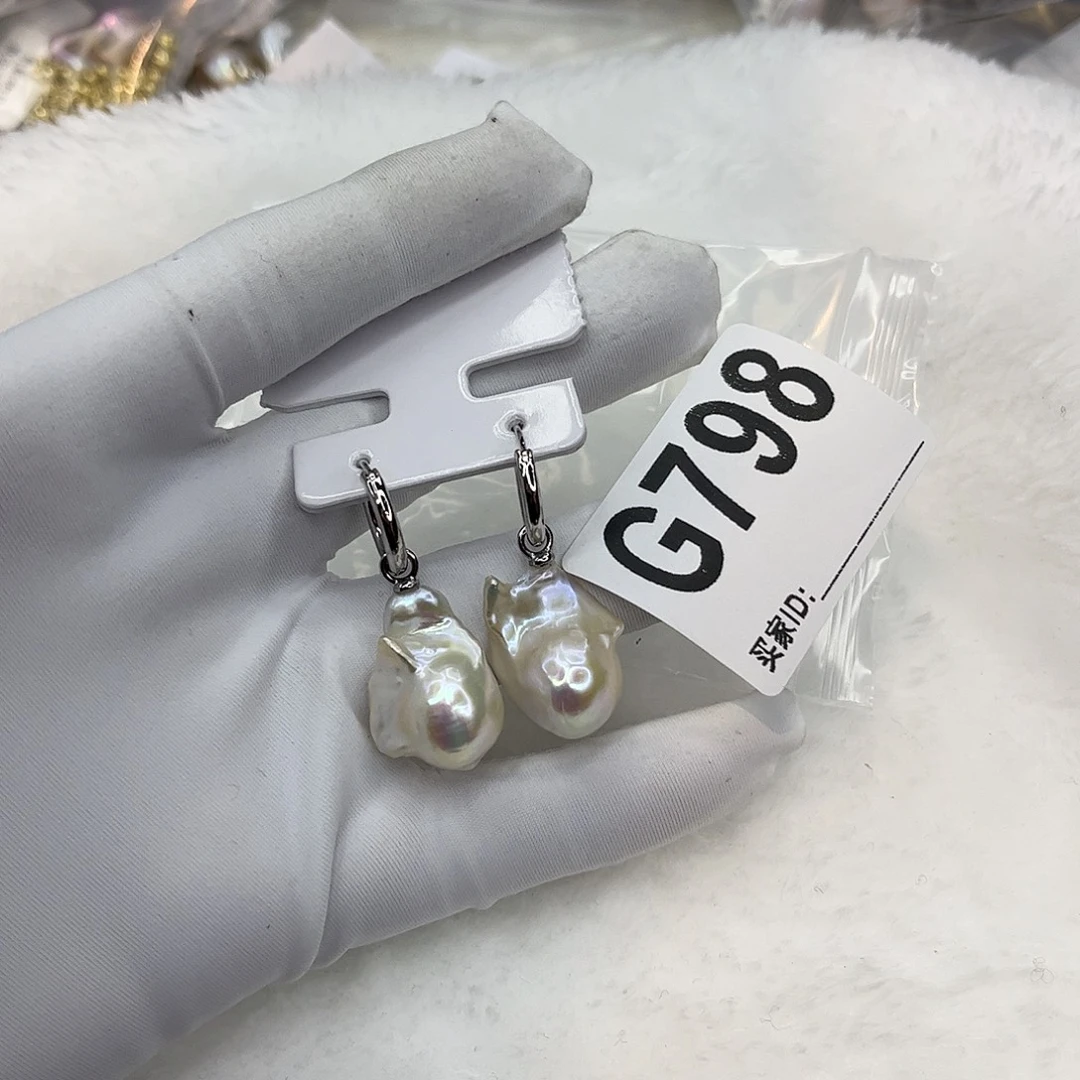 合金淡水珍珠耳饰