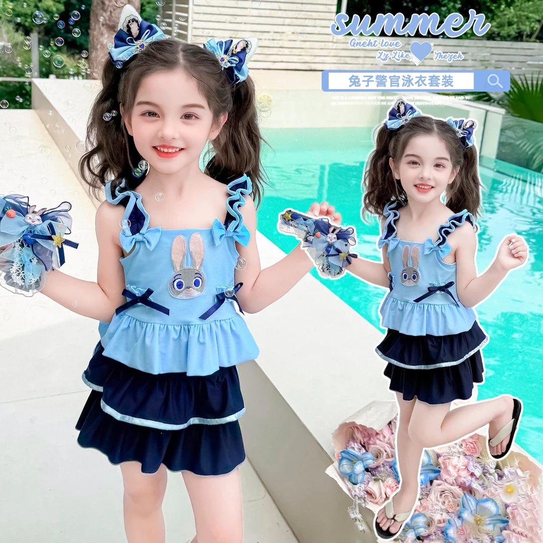 女童朱迪兔子警官泳衣套装两件套洋气套装2025新款夏装小童女宝宝