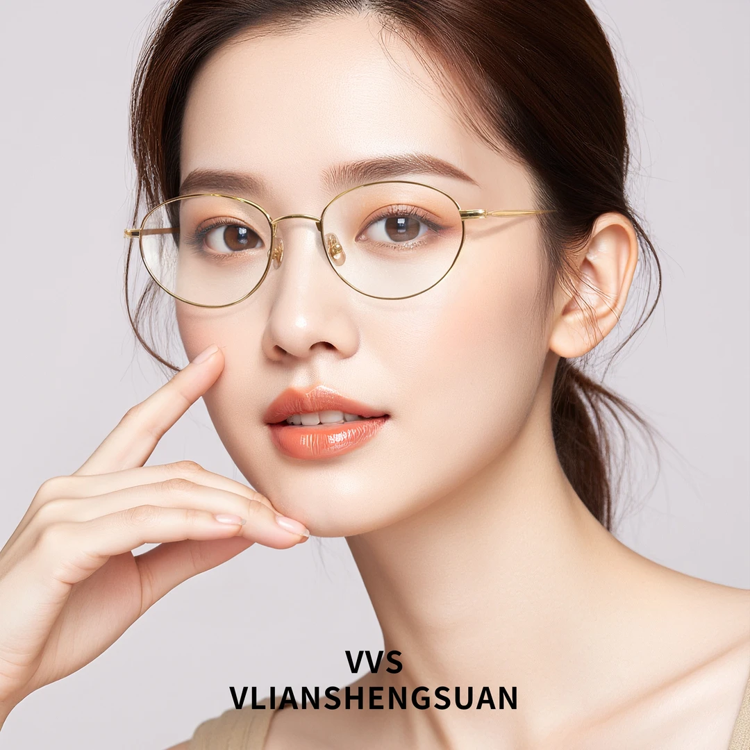 VVS眼镜镜框轻盈钛金色近视防蓝光男女通用高端设计时尚简约2A39
