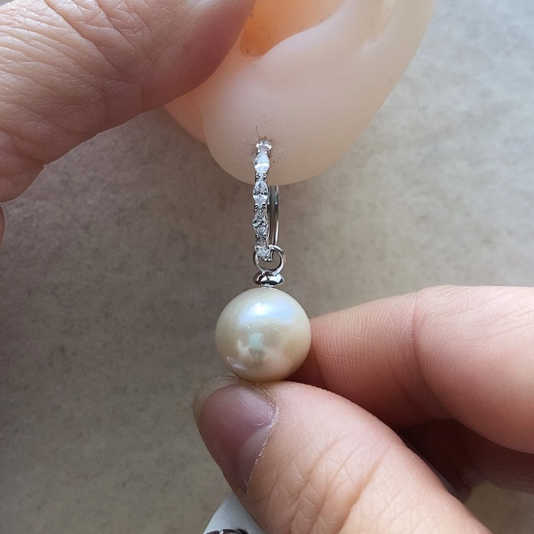 淡水珍珠耳饰银S925镶嵌