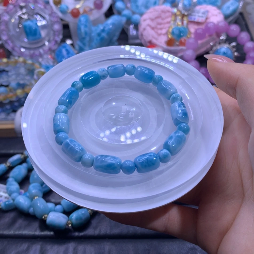 针钠钙石（海纹石）未镶嵌手串颜色略差异