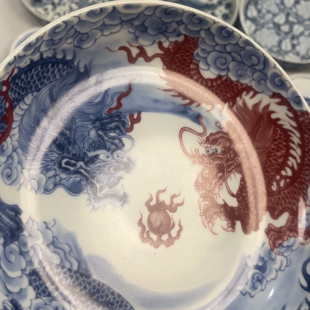 瓷片景德镇双龙戏珠大壶承新款