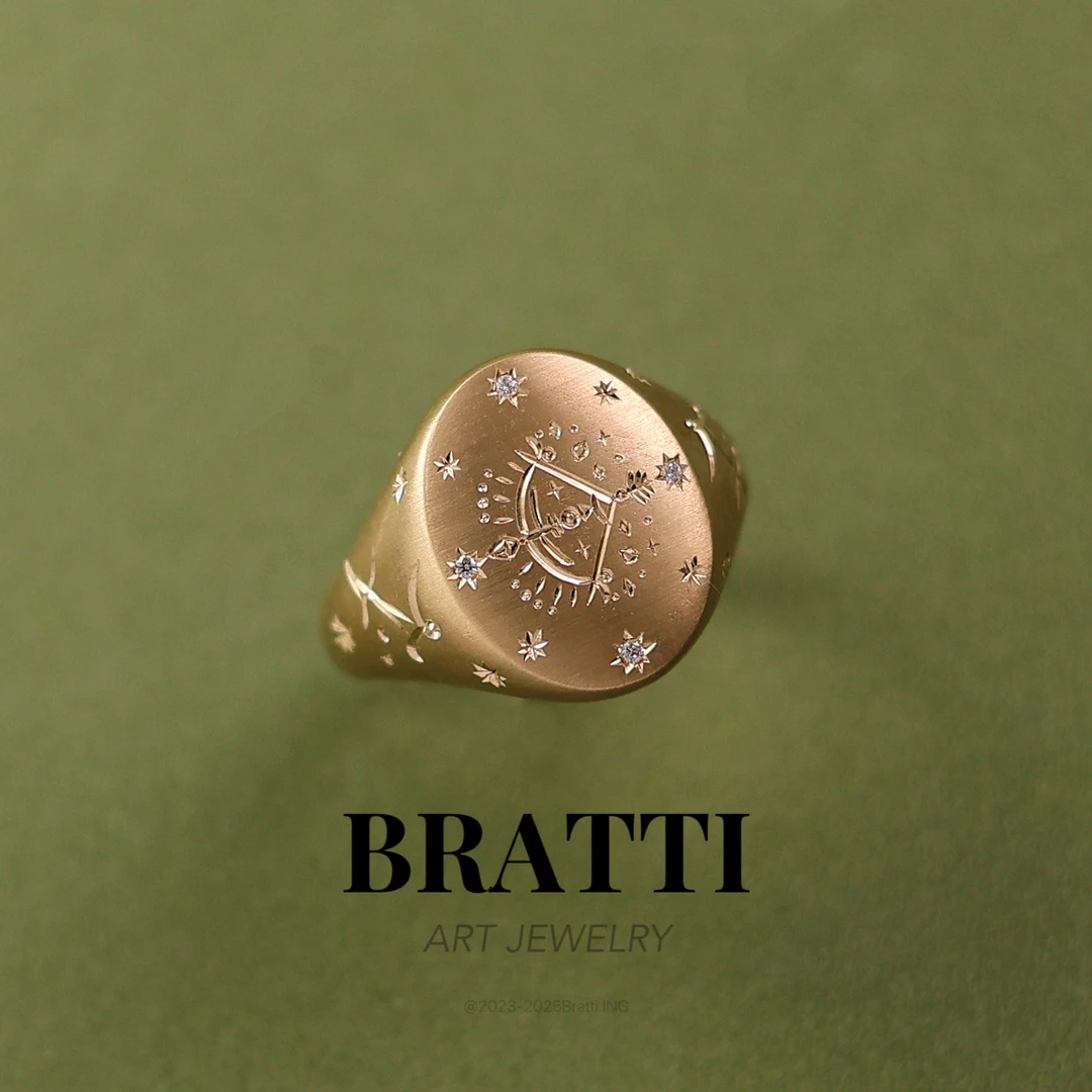 Bratti珠宝18K金“射手座”钻石印章戒指-KJ250907