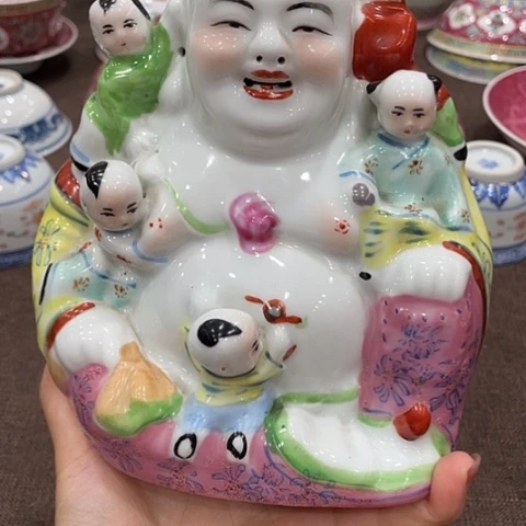 瓷片景德镇粉彩五子佛