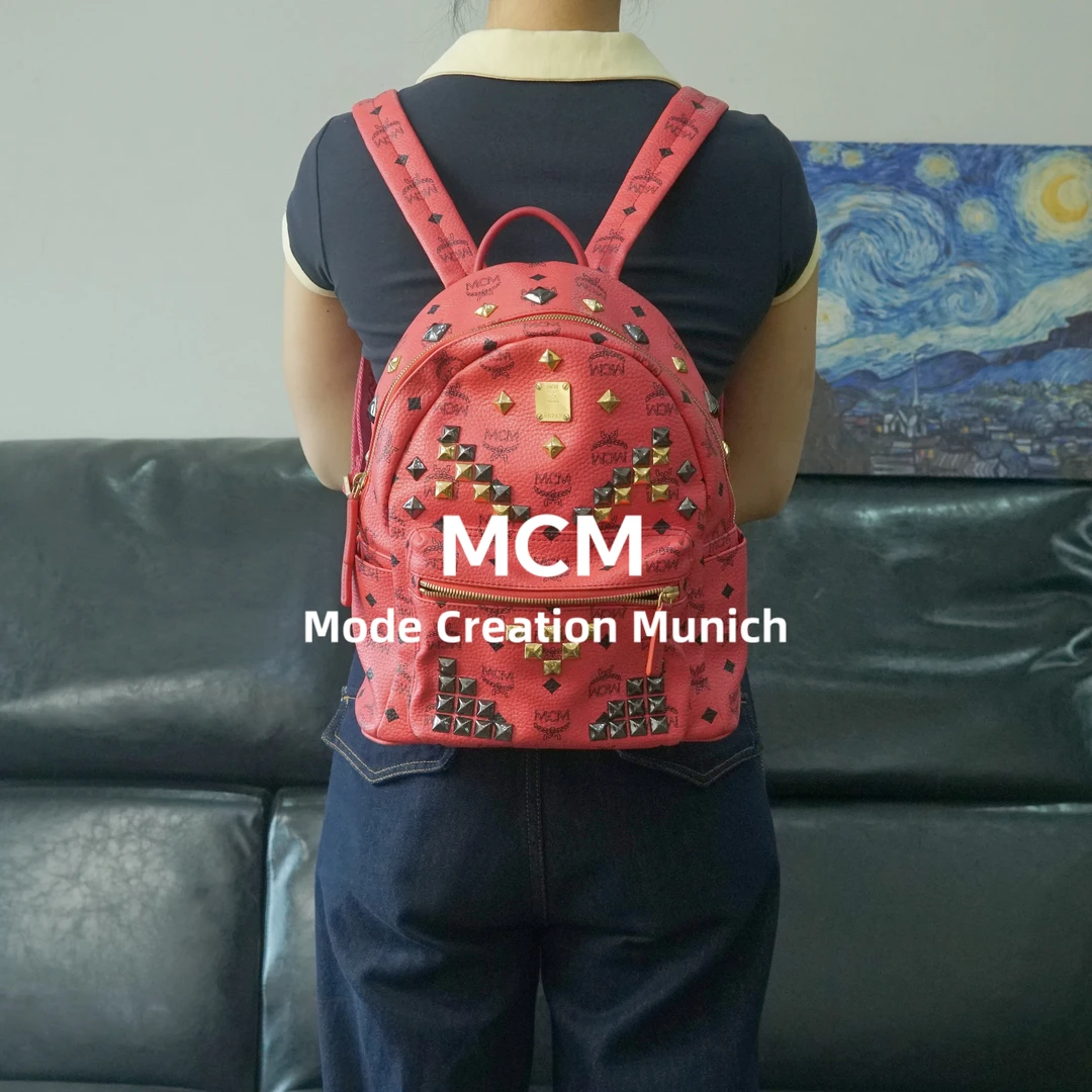 95新 MCM 红色双肩包/SD05629012/9012