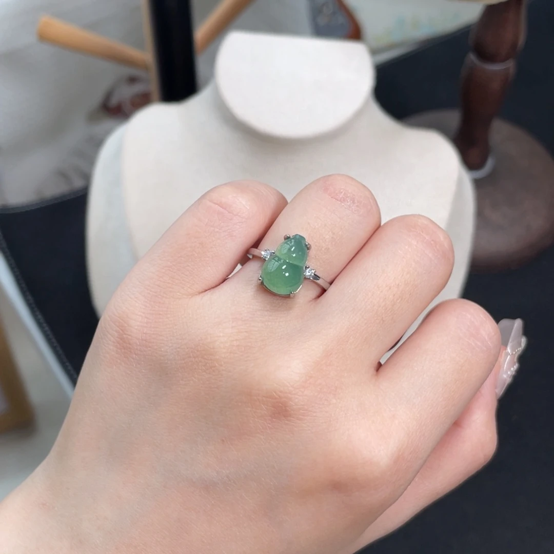 翡翠戒指银S925镶嵌12586