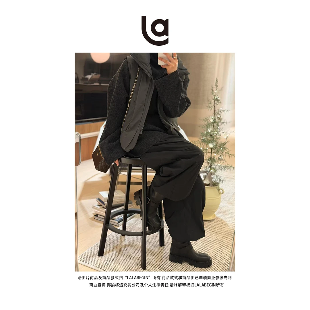 La La Begin"赛琳"立体口袋工装风拉链羽绒马夹