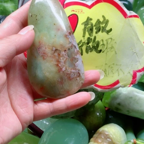 未镶嵌蛇纹石玉手把件