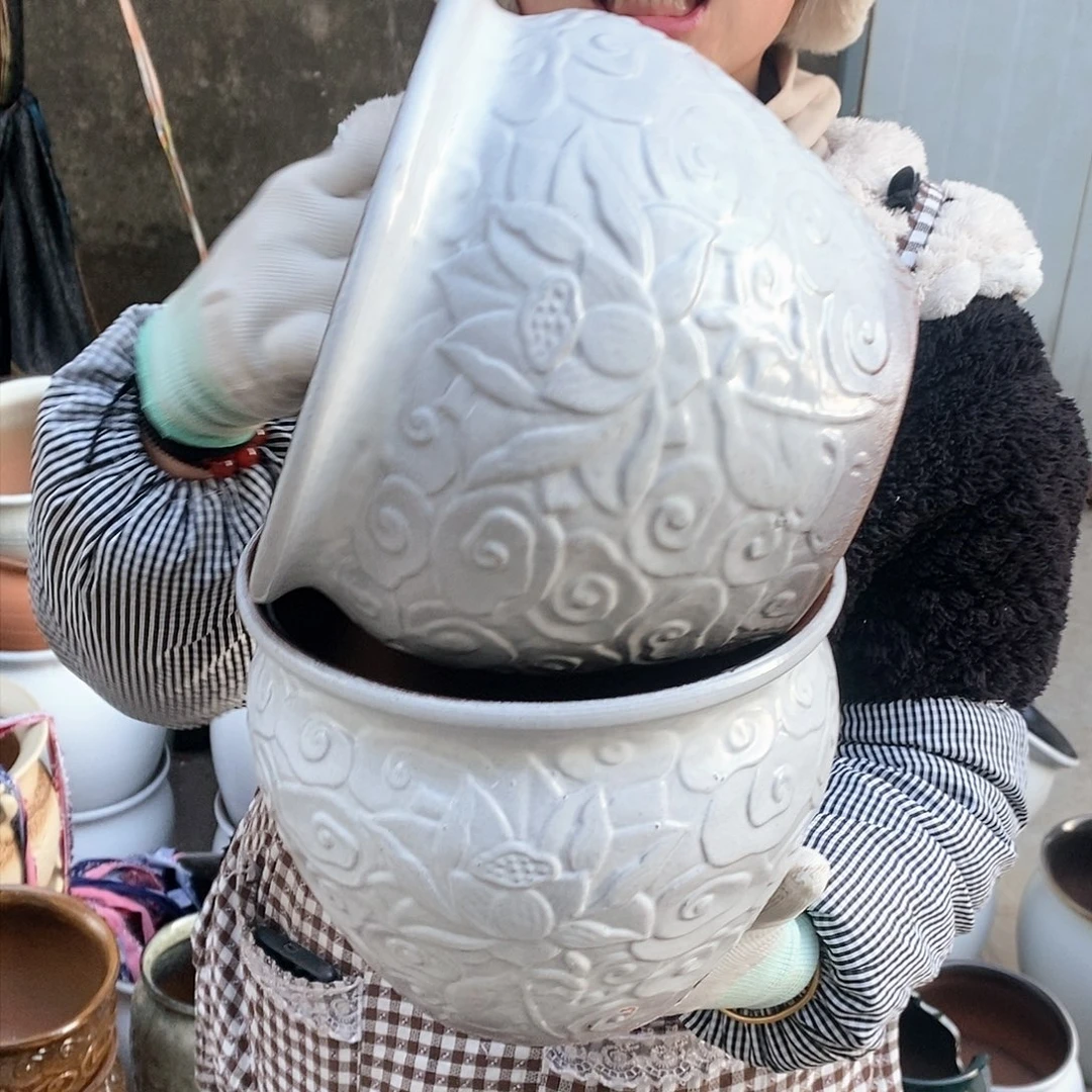 紫砂花盆瑕疵口20高16