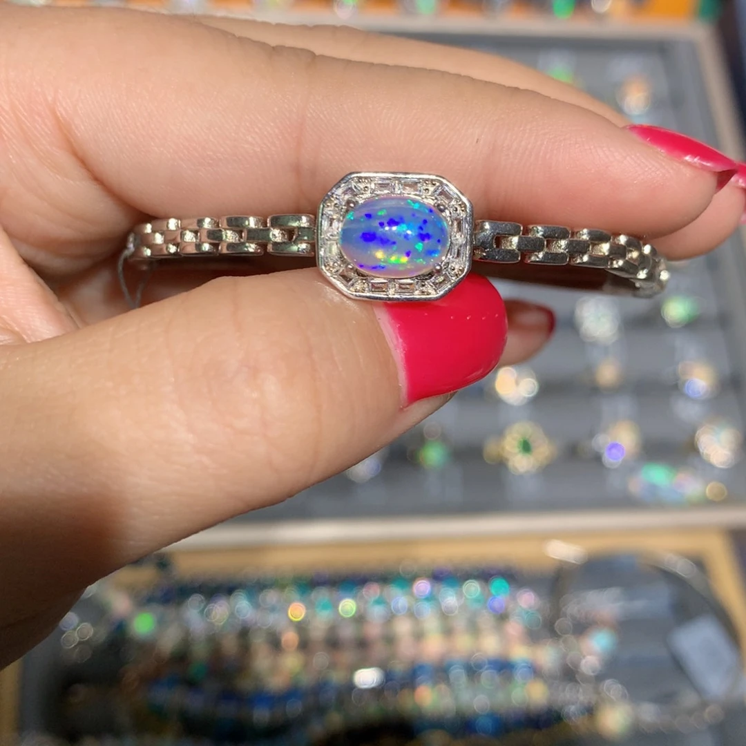 银S925镶嵌欧泊欧泊手镯l