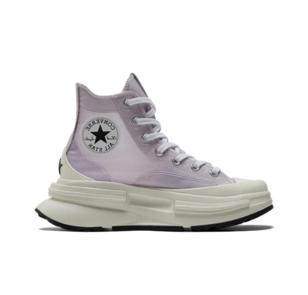 Converse 简约厚底 透气 高帮 帆布鞋 男女同款 紫白 A06079C