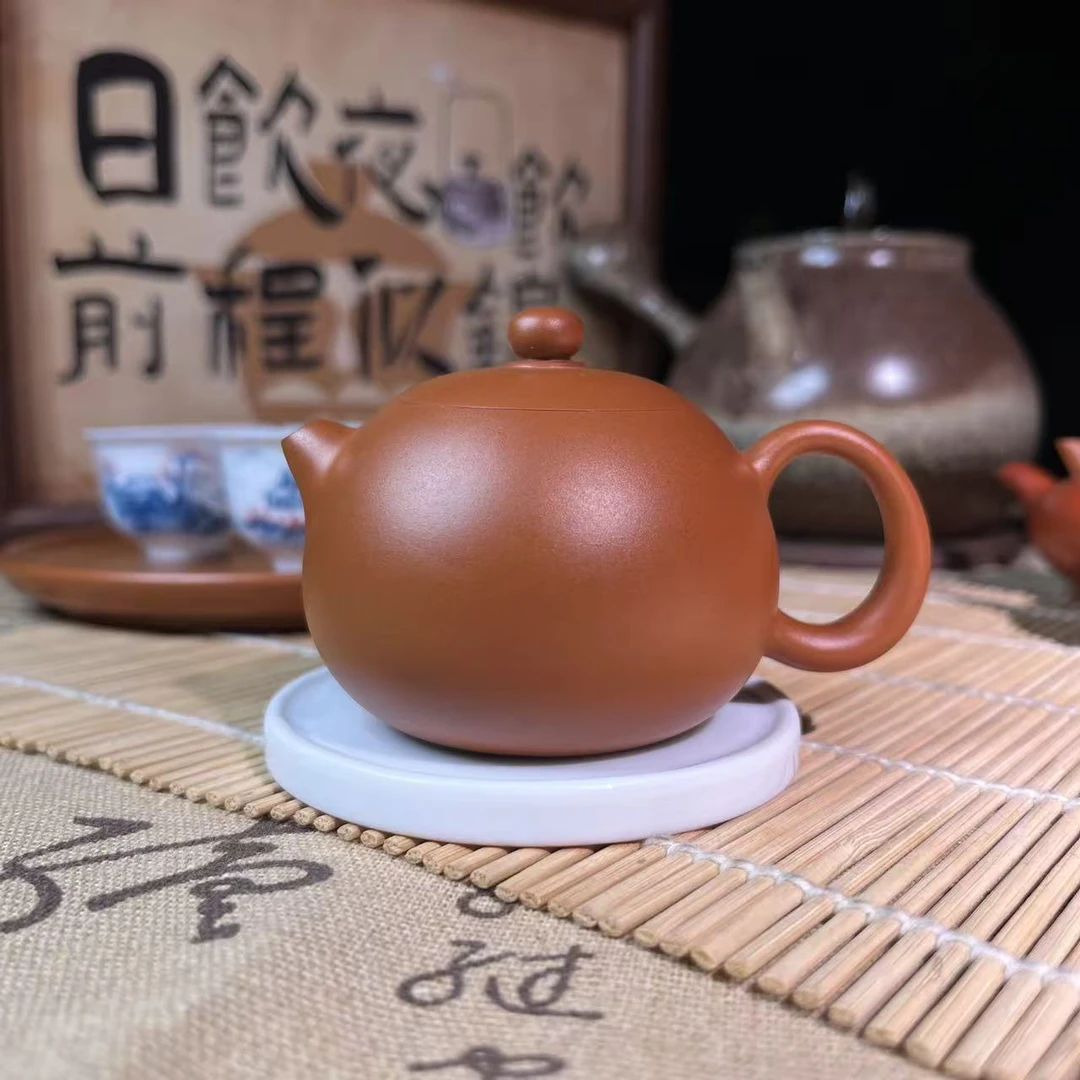 陶锦阁陈伟庆潮州鸡蛋黄朱泥手拉壶西施壶纯手工拉胚素薄胎茶壶