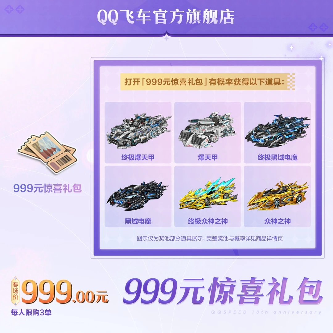 999元惊喜礼包【QQ飞车官方授权】