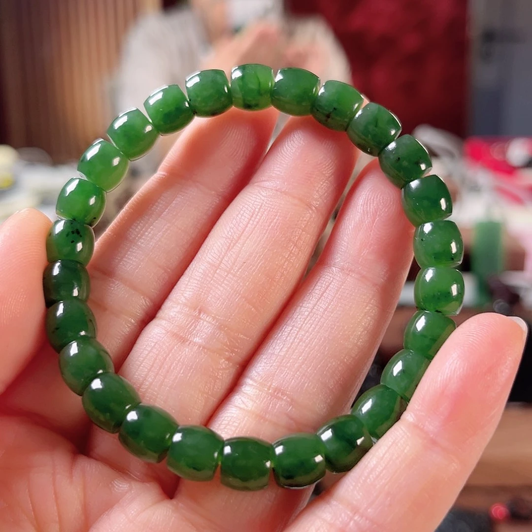 和田玉手链未镶嵌俄碧玉直切7/8