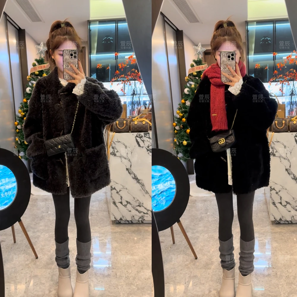 【芬兰雪境】韩版时尚宽松轻奢羊毛外套秋冬气质洋气女款外套#3899