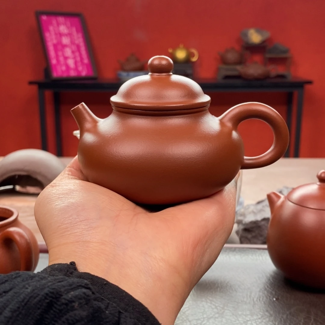 紫砂茶壶朱泥容天180cc精工半手