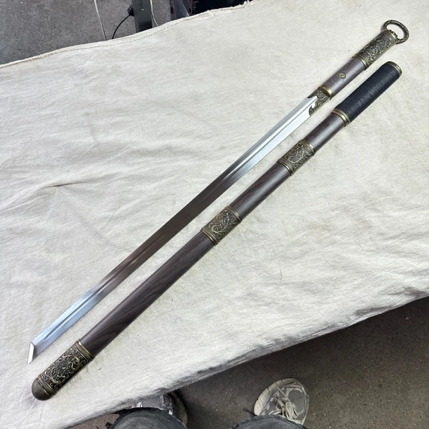 1681 龙泉昊天不良人环首长款唐横刀高锰钢一体锻造收藏未开刃