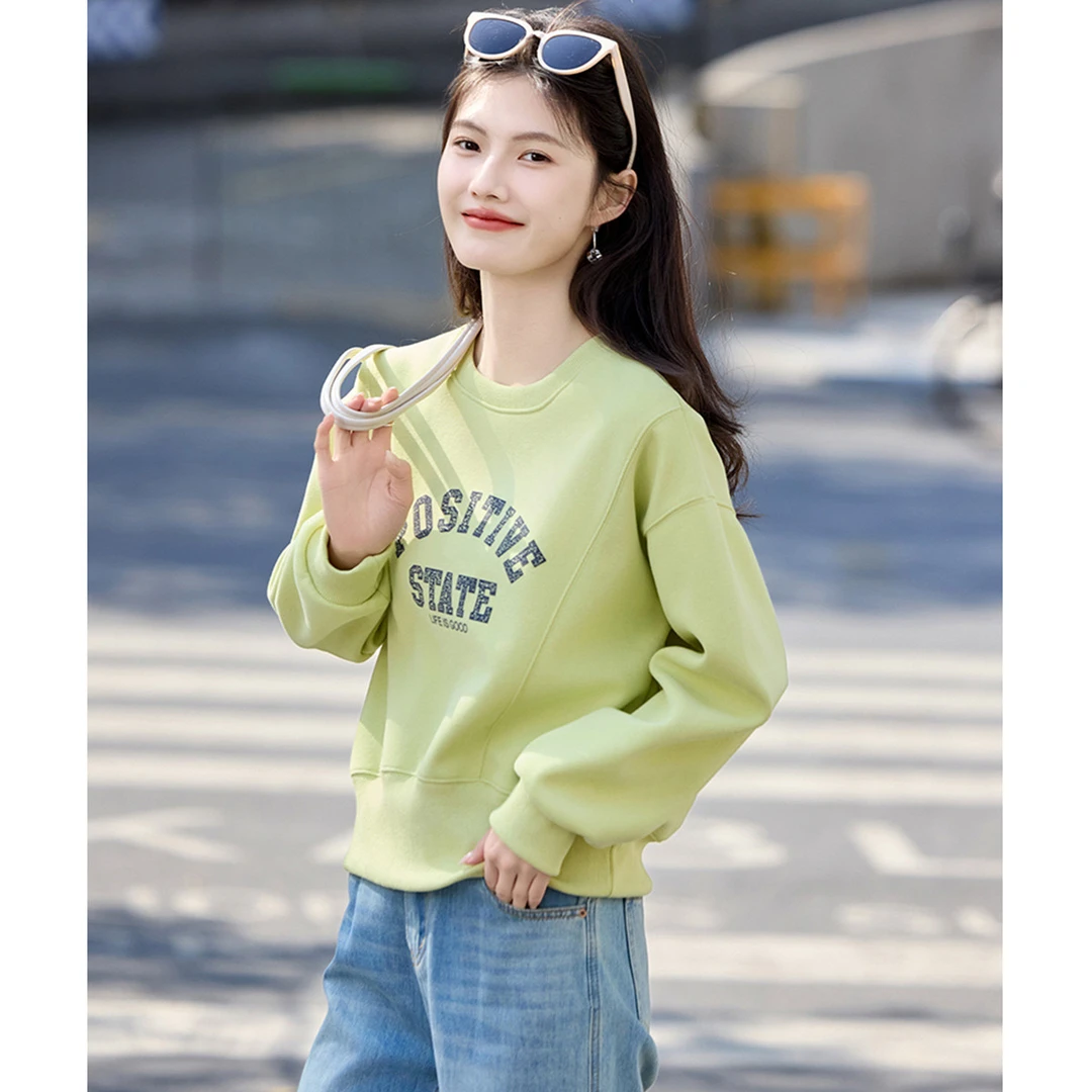 尚静设计感裁剪拼接卫衣2025春季新款小个子青春靓丽潮流字母卫衣