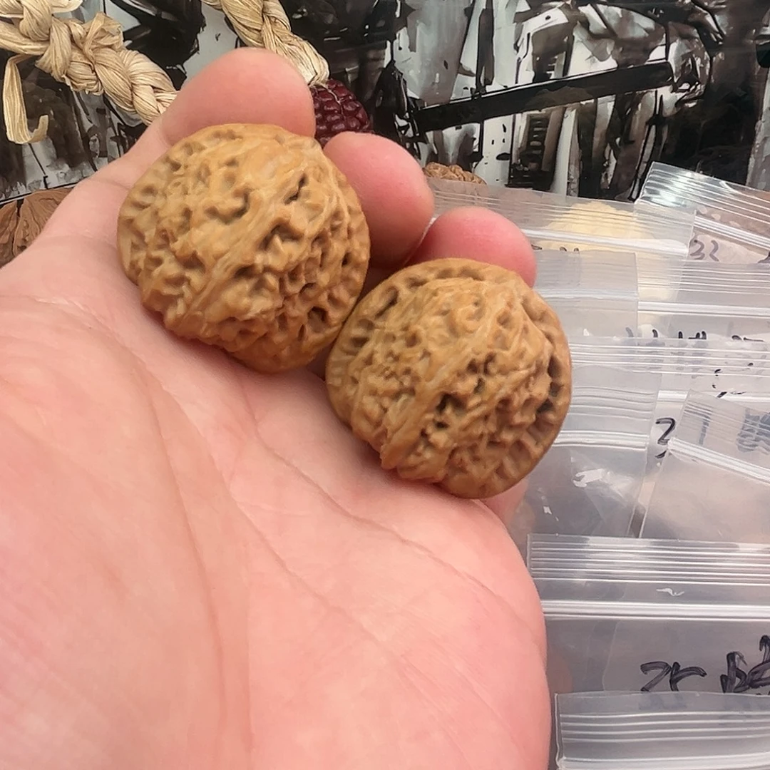 文玩核桃把件白狮子手捻34尺