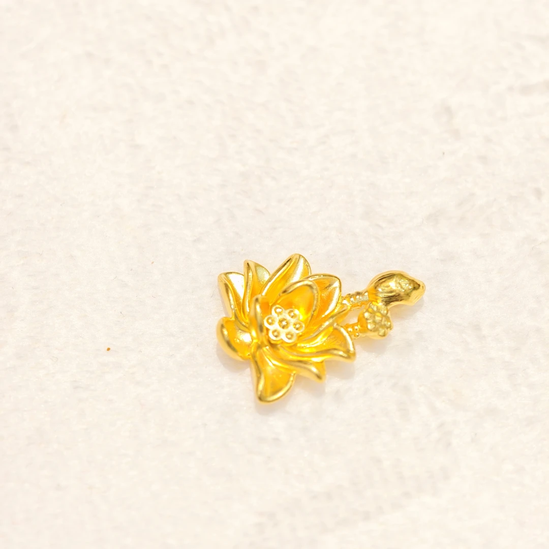 足金   莲花吊坠