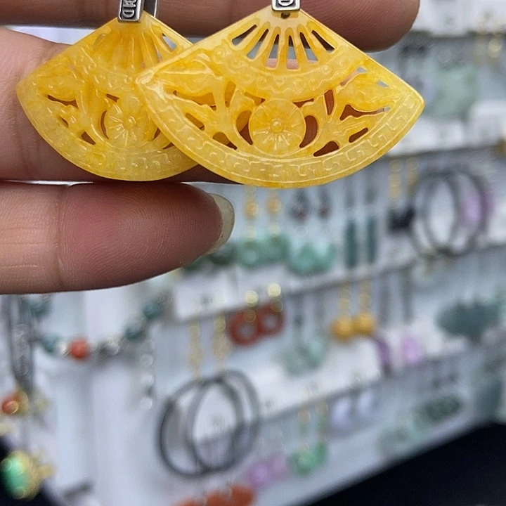 翡翠银S925镶嵌耳饰翡翠耳饰