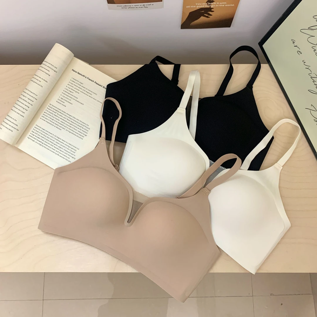 法式无痕內衣小胸聚拢显大调整型舒适无钢圈防下垂收副乳女士文胸