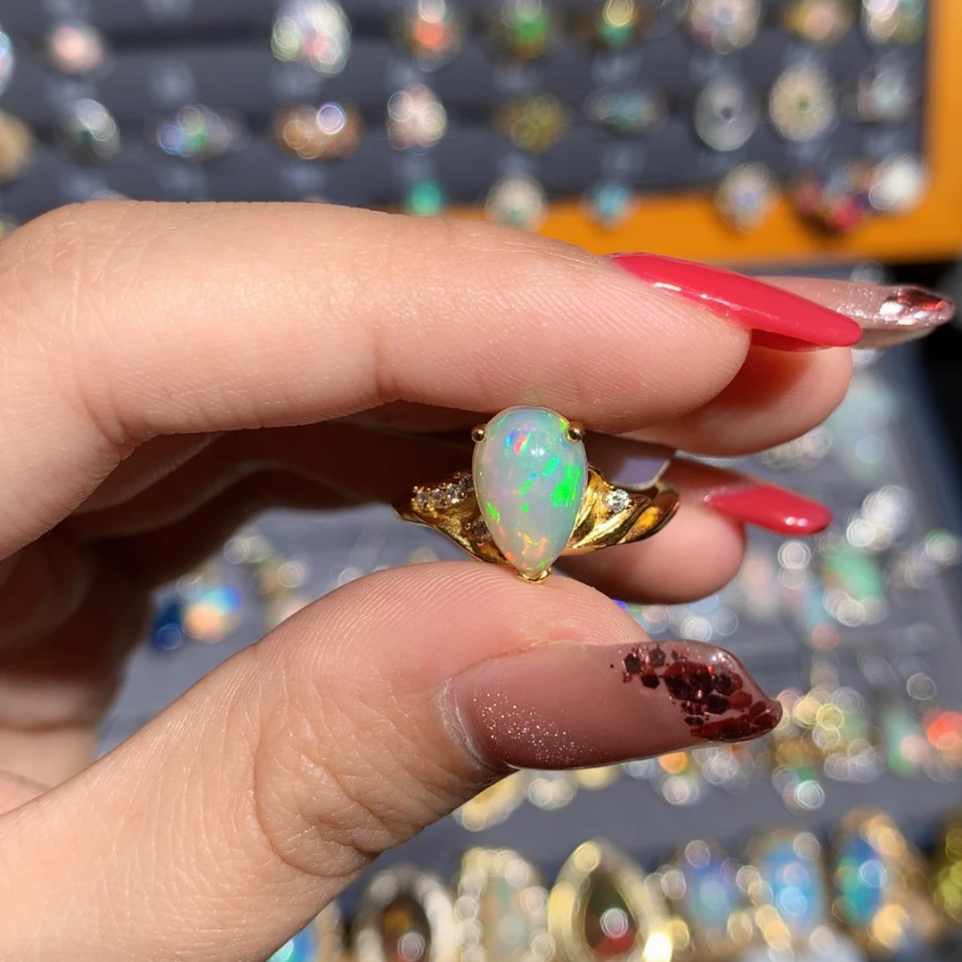 银S925镶嵌欧泊欧泊戒指y