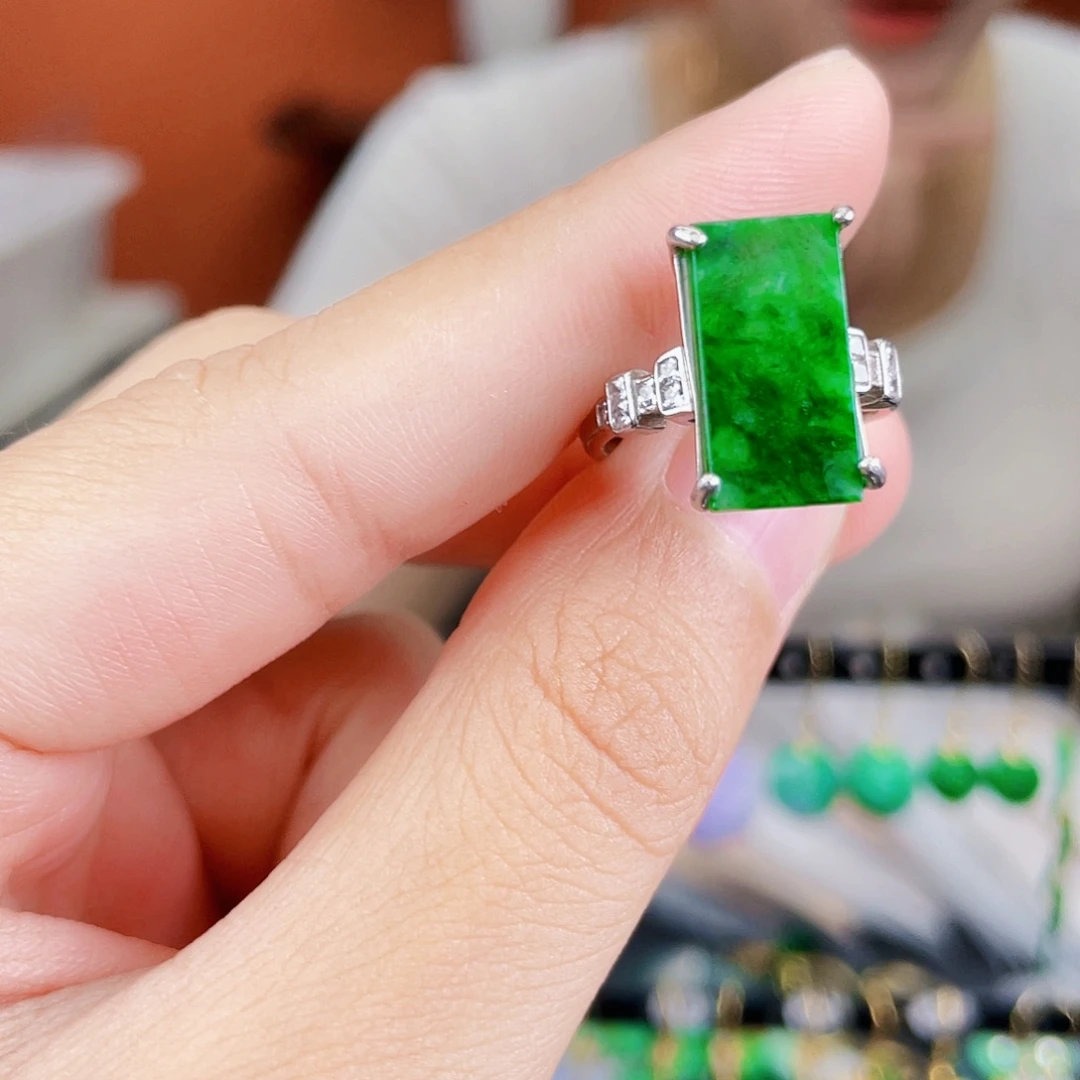 翡翠银S925镶嵌耳饰