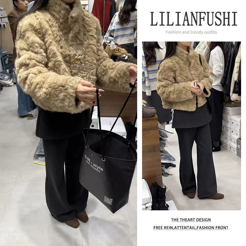 今年流行穿搭一整套2025新款宽松长袖外套显瘦屁帘阔腿裤两件套女