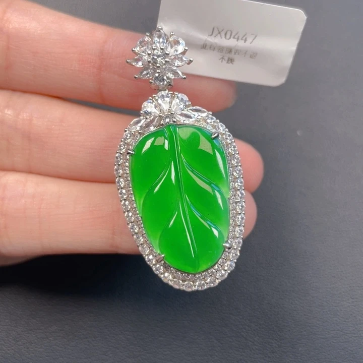 翡翠银S925镶嵌吊坠(不含链)
