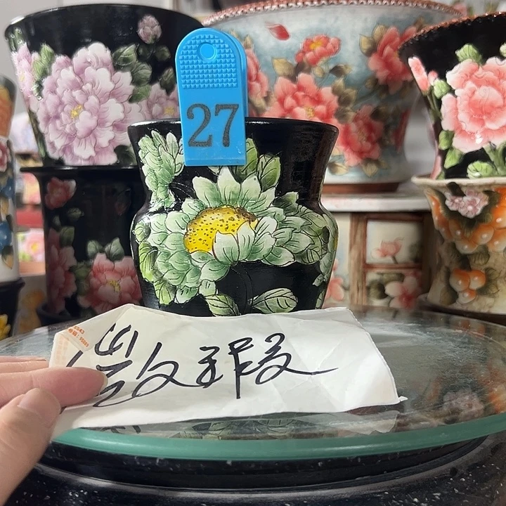 景德镇手绘花盆 满38包邮