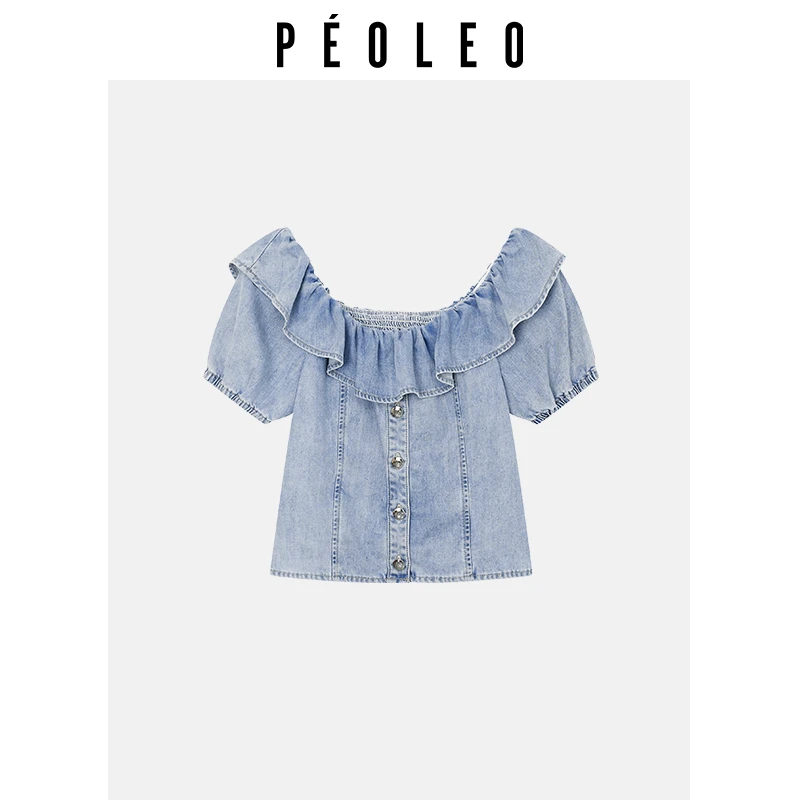 PK5109164复古短款牛仔衬衫小众衬衣