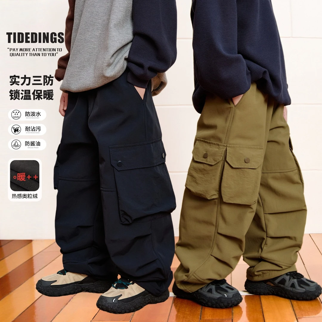 【现货】童装2025冬季新款男童加绒工装裤亲子冬款保暖长裤25407